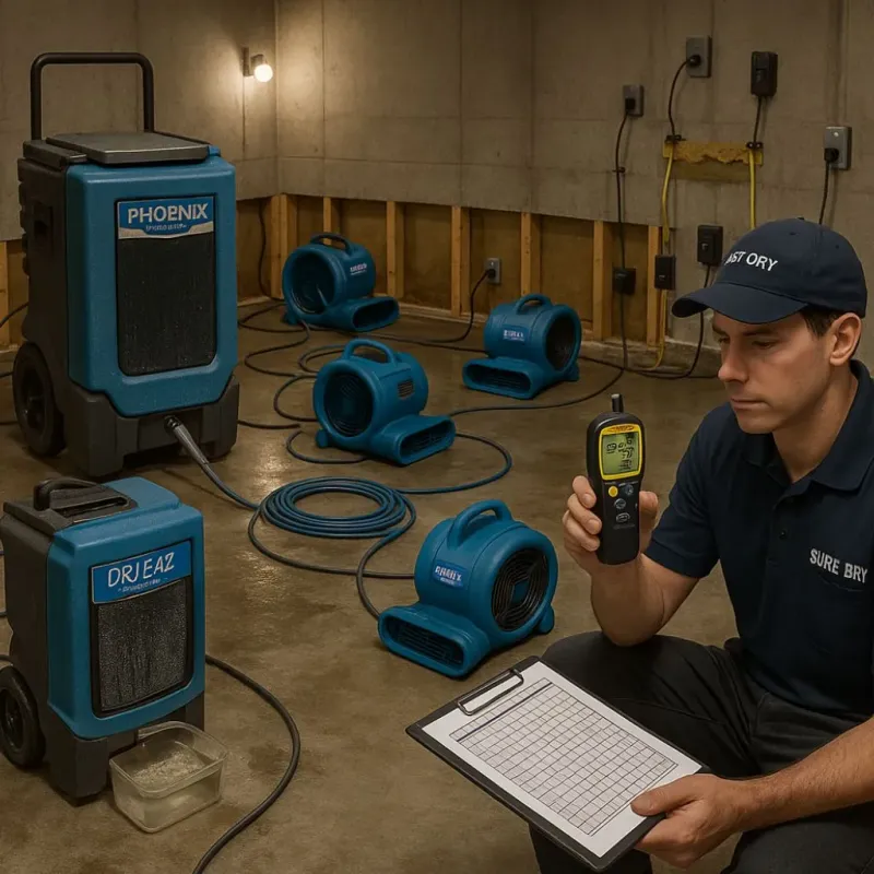 Structural Drying and Dehumidification process in North Charleroi, PA